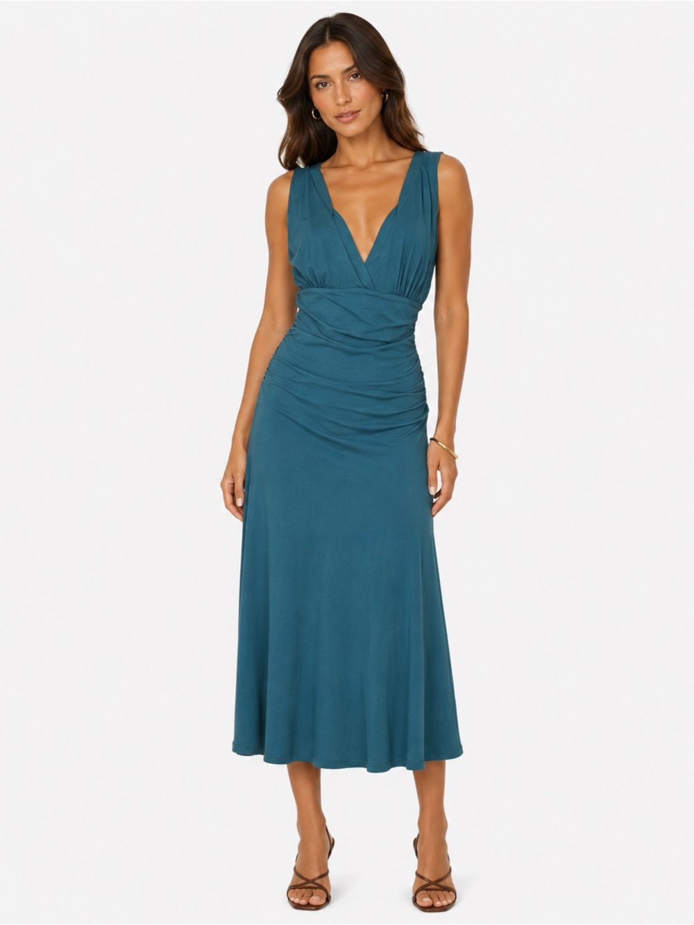 Velvet by Graham & Spencer Cap Sleeve Wrap Midi Dress Women’s M Teal Blue Casual